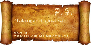 Plakinger Hajnalka névjegykártya